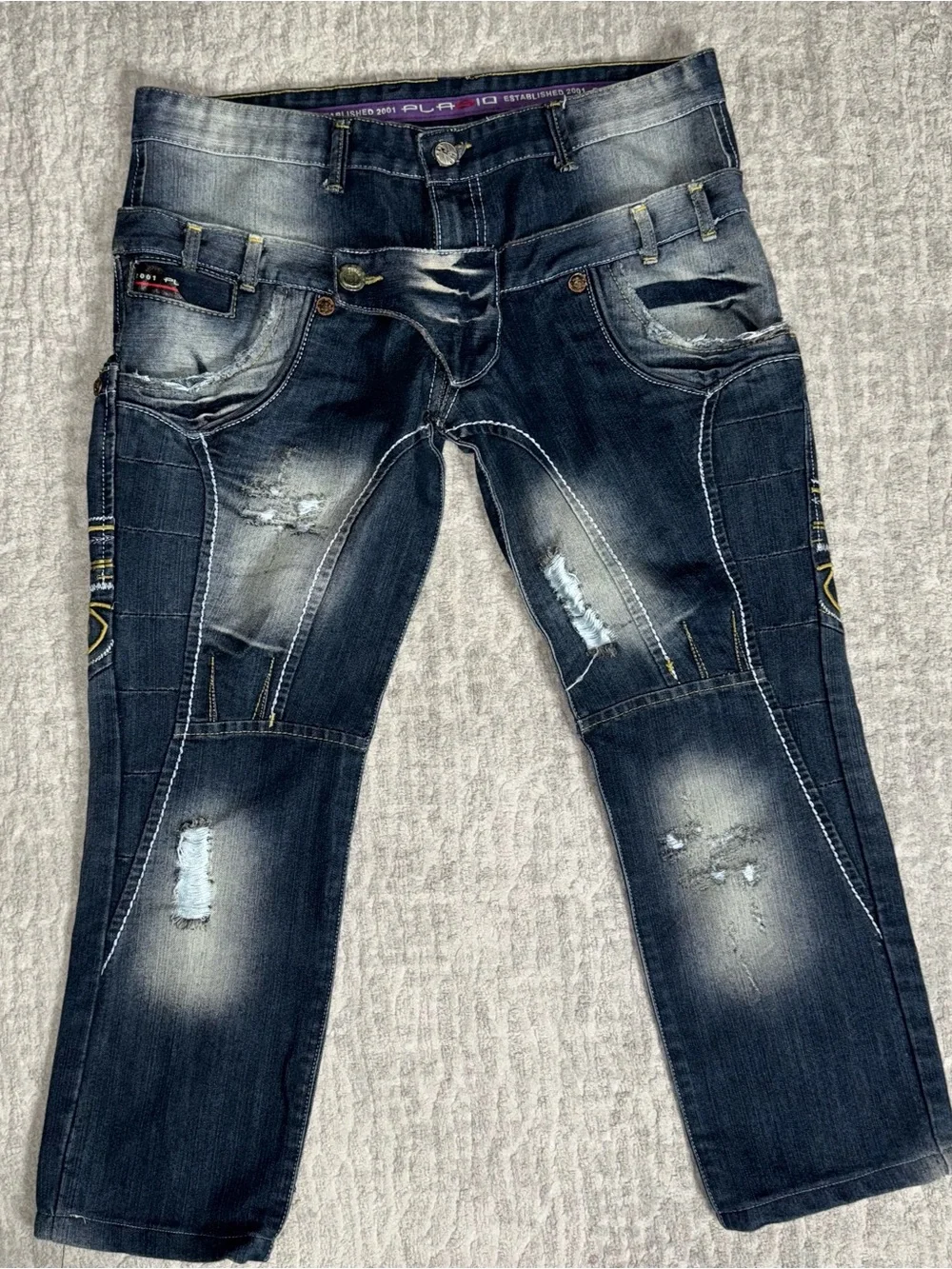 Unique Vintage denim Placid Y2K jeans pants size 34 men’s deconstructed